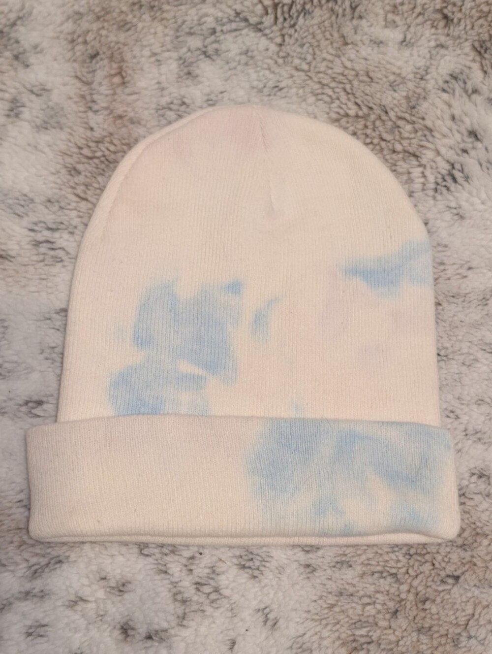 ​OTTO Pastel Blue Cloud Tie Dye Cuffed Knit Beanie Hat OSFM Cotton Blend